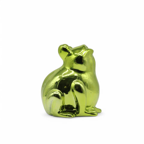 Deko-Frosch aus Keramik in der Farbe Grünmetallic