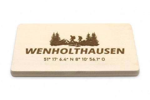Frühstücksbrettchen Wenholthausen mit Koordinaten - Sauerland