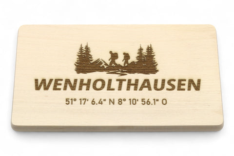 Frühstücksbrettchen Wenholthausen mit Koordinaten - Sauerland