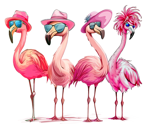 Damen T-Shirt - "Pink Flamingos" - 100 % Baumwolle