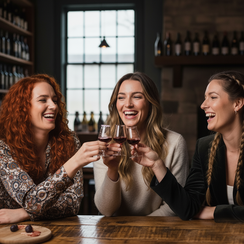 3 hübsche Frauen stoßen mit Sauerkirschlikör an