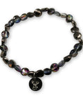 Kristallperlen Armband - Black Rainbow-Pearl glitzernd mit Hirschkopf / Geweih - WALDDESIGNERIN®
