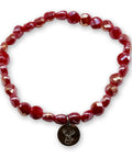 Kristallperlen Armband - Rot-Pearl glitzernd mit Hirschkopf / Geweih - WALDDESIGNERIN®