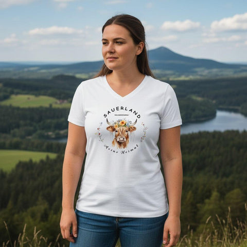Damen_T-Shirt_Sauerland_V_Ausschnitt_05 - WALDDESIGNERIN®