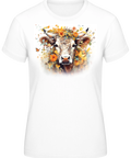 Damen T-Shirt in weiß mit buntem Kuh-Motiv