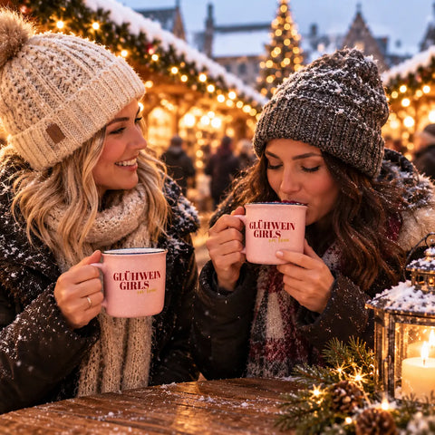 Tasse „Glühwein Girls on Tour“ in Rosa - Kultbecher für Mädelsabende - WALDDESIGNERIN® 