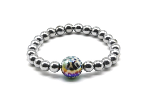 Perlenarmband Steel Ball Leo - Edelstahlperlen mit Leo-Kunststoffkugel