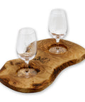Weinwanderbrett aus Olivenholz mit 2 Weingläsern - Cheers my Deer - Weinwanderung Sauerland