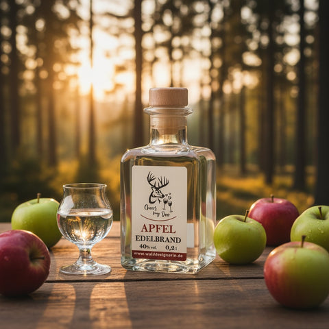 Apfel Edelbrand in 200 ml Designer Edelglasflasche - Cheers my Deer