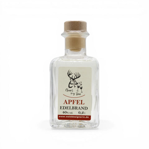 Apfel Edelbrand in 200 ml Designer Edelglasflasche - Cheers my Deer