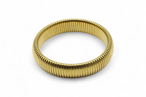Eleganter elastischer Armreif aus Edelstahl, 14 Karat vergoldet