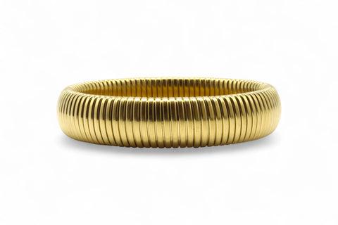 Eleganter elastischer Armreif aus Edelstahl, 14 Karat vergoldet