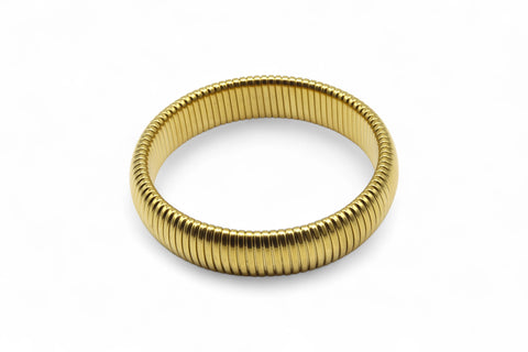 Eleganter elastischer Armreif aus Edelstahl, 14 Karat vergoldet