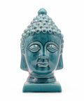 Buddha-Kopf aus Keramit mit Türkisgrüner Glasur