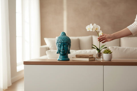 Buddha-Kopf Keramik Türkisgrün - Im Sauerland kaufen