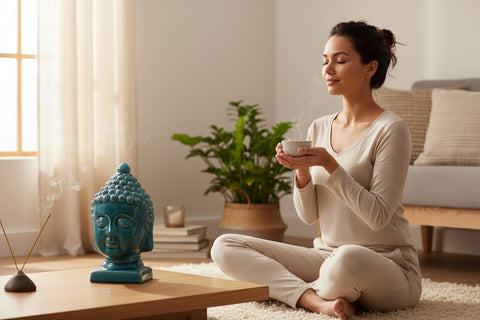 Buddha-Kopf Keramik Türkisgrün - Im Sauerland kaufen
