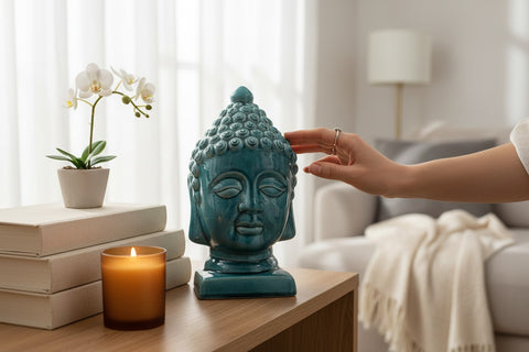 Buddha-Kopf Keramik Türkisgrün - Im Sauerland kaufen