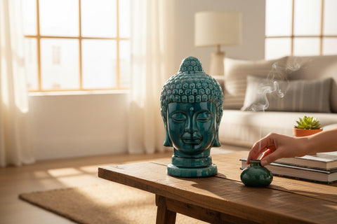 Buddha-Kopf Keramik Türkisgrün - Im Sauerland kaufen