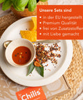 Geschenkbox mit 12 verschiedenen Chili Sorten aus der ganzen Welt. Das perfekte Geschenk für jeden Gourmet.