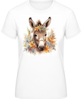 Damen T-Shirt in wei mit Eselmotiv bunt