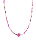 Day & Eve Halskette - Perlen mit Kleeblattanhänger - Pink