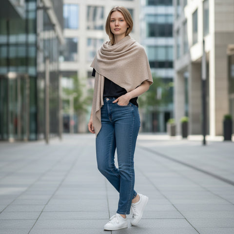 Schal / Dreieckstuch Beige – Handgefertigt im Sauerland - Jetzt kaufen!
