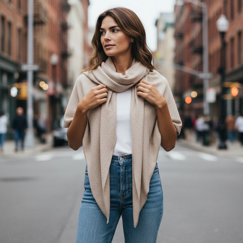 Schal / Dreieckstuch Beige – Handgefertigt im Sauerland - Jetzt kaufen!