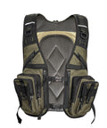 Rucksack-Westen Kombination für Fliegenfischer und Angler in der Farbe grün-schwarz