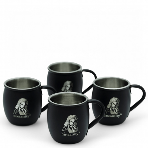 Edelstahlbecher mit Griff, ideal für den Likörgenuss oder den puren Gingenuss.