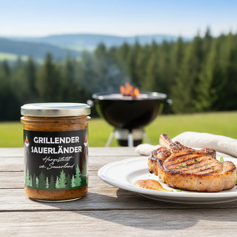 Grillender Sauerländer Barbecue Senf