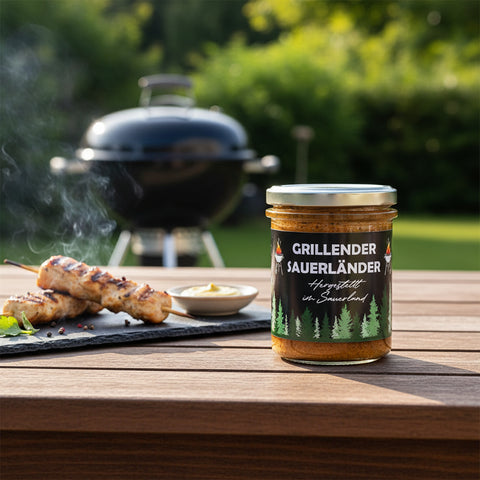 Grillender Sauerländer Barbecue Senf