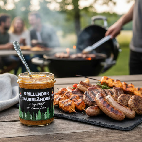 Grillender Sauerländer Barbecue Senf