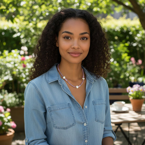 Day & Eve Halskette - Herzperlen - Lila