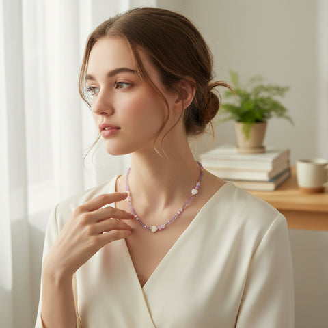 Day & Eve Halskette - Herzperlen - Lila