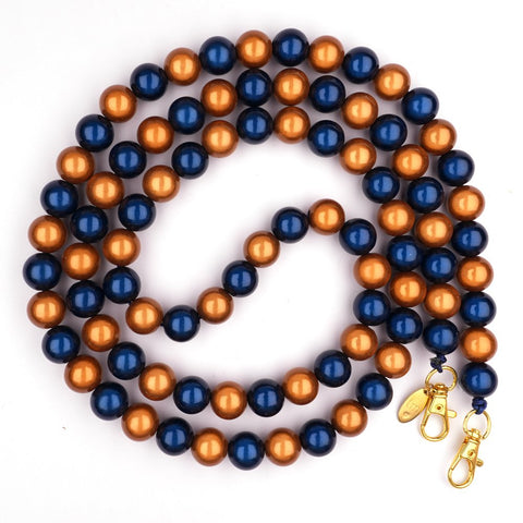 Telefonkette / Handykette XXL - 14mm Perlen - Navy-Mandel