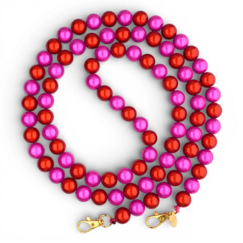 Telefonkette / Handykette XXL - 14mm Perlen - Rot-Fuchsia