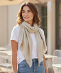 Musselinschal / Dreieckstuch XXL in Beige - WALDDESIGNERIN® 