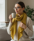 Musselinschal / Dreieckstuch XXL - Curry – Handgefertigt im Sauerland