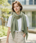 Musselinschal / Dreieckstuch XXL in Olive - WALDDESIGNERIN® 