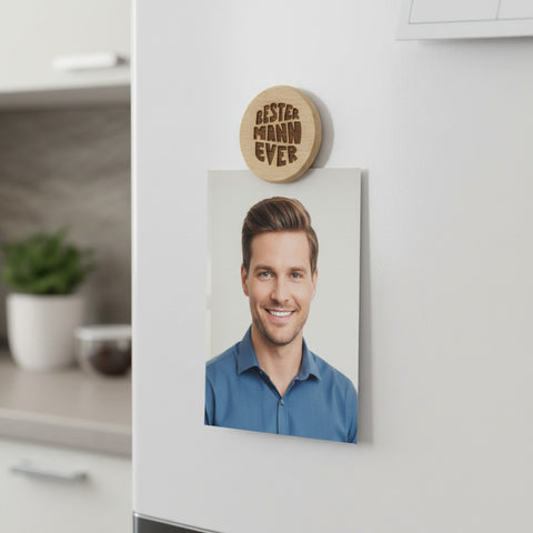 Kühlschrankmagnet „Bester Mann Ever“ aus Holz - WALDDESIGNERIN®