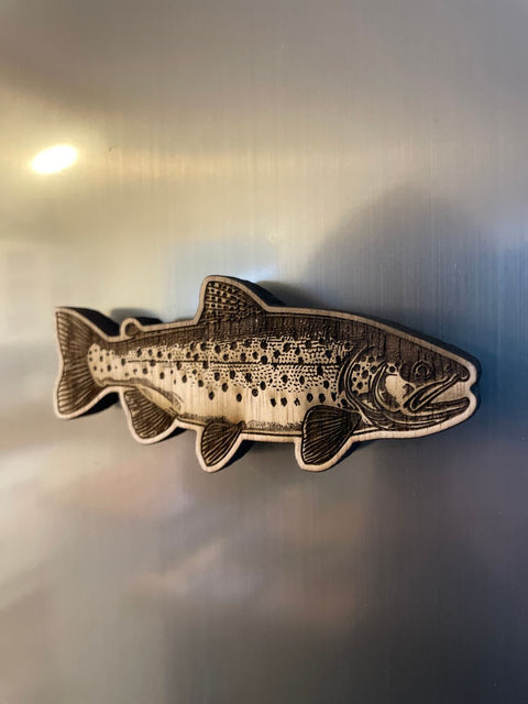 Kühlschrankmagnet Forelle aus Holz - Extra Stark - Hergestellt im Sauerland