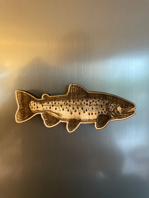 Kühlschrankmagnet Forelle aus Holz - Extra Stark - Hergestellt im Sauerland