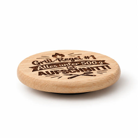 Kühlschrankmagnet aus Holz "Grillregel #1 - Alles unter 500 Gramm ist Aufschnitt" - WALDDESIGNERIN® 