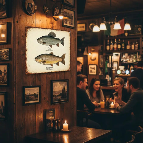 Blechschild Äsche & Bachforelle - Fliegenfischen - WALDDESIGNERIN® 