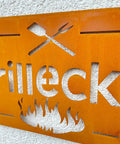 Metallschild Edelrost "Grillecke"