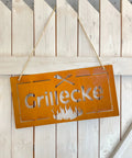 Metallschild Edelrost "Grillecke"