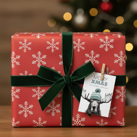 Weihnachtskarte Elch mit Mütze "Mini" - Merry Xmas and a Happy New Year - Kleine Weihnachtskarte mit winterlichem Elchmotiv - WALDDESIGNERIN® 