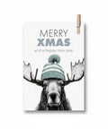 Weihnachtskarte Elch mit Mütze "Mini" - Merry Xmas and a Happy New Year - Kleine Weihnachtskarte mit winterlichem Elchmotiv - WALDDESIGNERIN® 