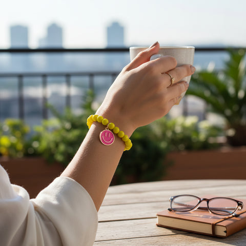 Perlenarmband Gelb mit Smiley - PEARLS® - Jetzt im Sauerland kaufen!