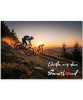 Wunderschöne Postkarte mit dem Motiv "Mountainbiking - Grüße aus dem Sauerland